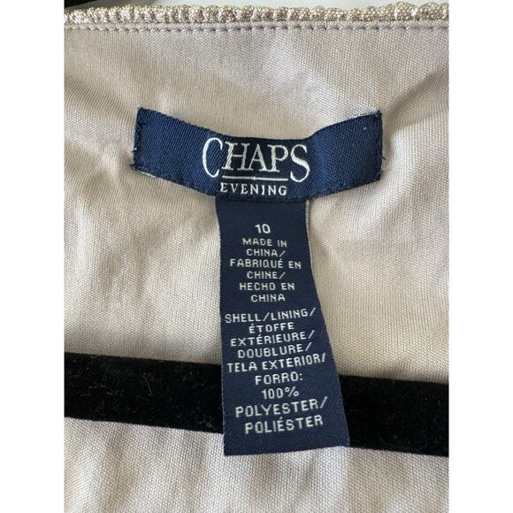 Chaps Evening Gown Metallic Champagne Gold Crinkle Size 10 Textured - Picture 2 of 11